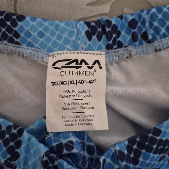 Men's Blue Snakeskin Bikini Thong Back - Picture 2 of 5